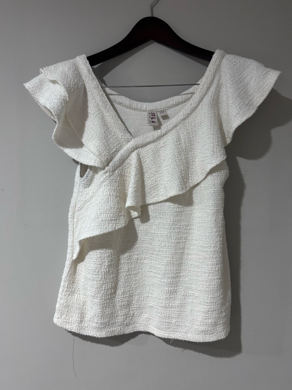 Dolan for Anthropologie Louisa Ivory Off shoulder Ruffled Top S